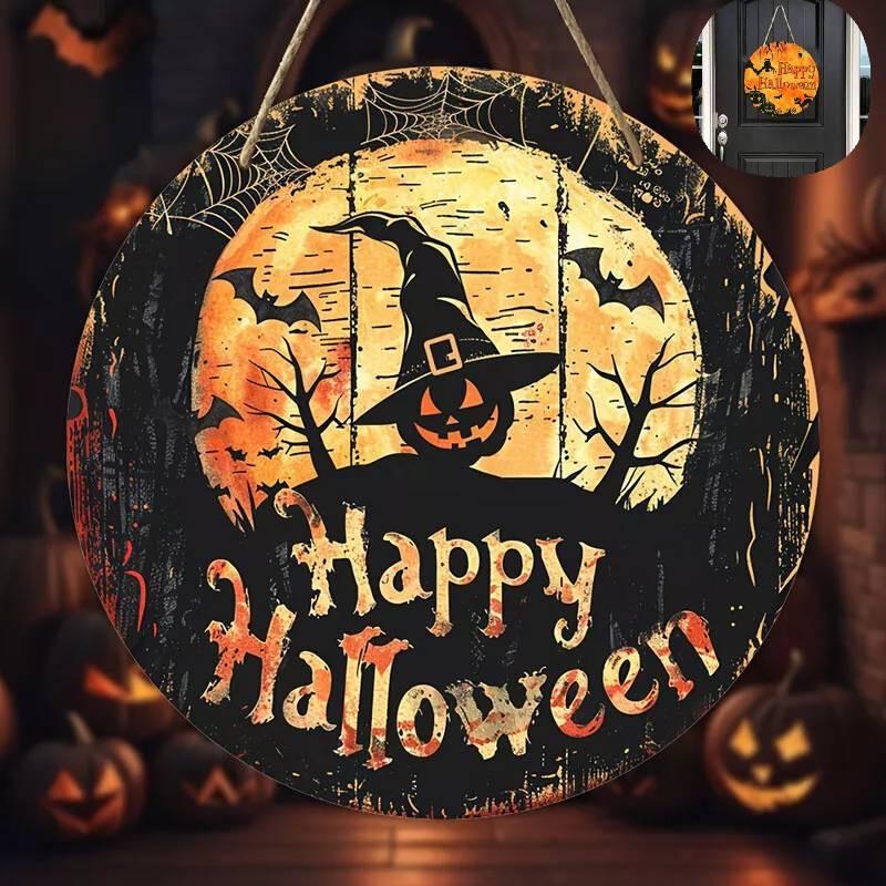 Pumpkin Halloween Wooden Trick Or Treat Decoration Haunted House Door Hangings