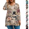 Women's Fashionable Casual Long Sleeved Plus Size  Print Top Plus Size Floral Print Top