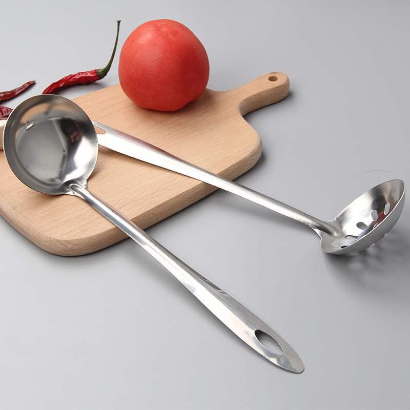 Extended Stainless Steel Soup Ladle and Strainer for Home and Restaurant Hot Pot