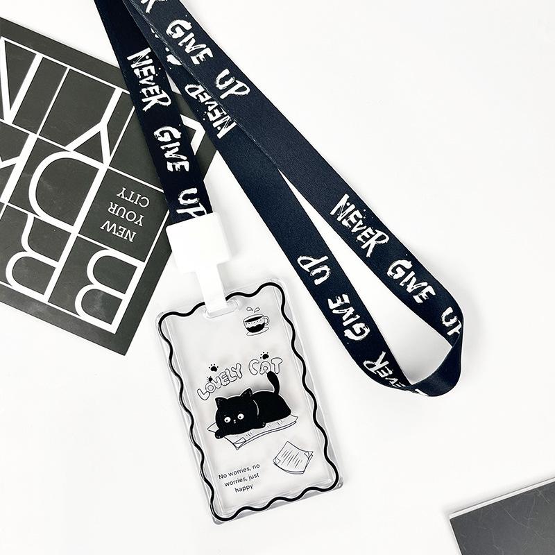 

Прекрасные черные котята держатели для карт Прозрачный ПС пластик Студент Учитель Сотрудник Разрешение на работу Держатель для проездного