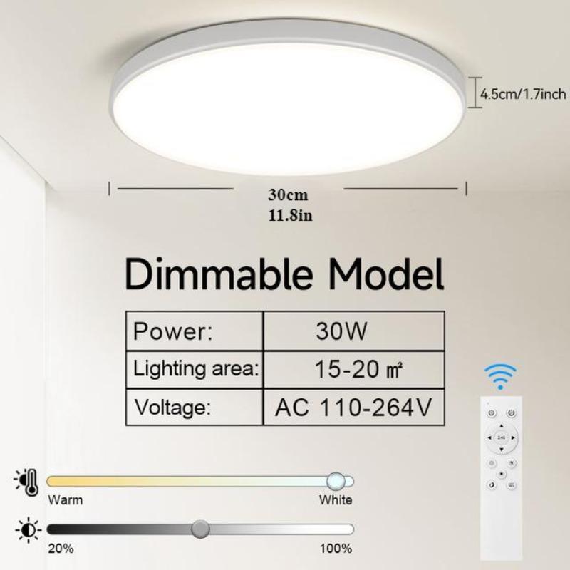 LED-Deckenleuchten mit Fernbedienung, dimmbare LED-Panel-Deckenleuchten, 110–265 V, Beleuchtungskörper für Schlafzimmer, Küche