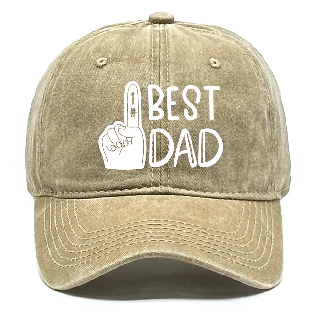 White Palm "1# BEST DAD" Printed Baseball Cap Adjustable Fashion Baseball Hat Solid Color All Season Sun Hat For Casual Wear