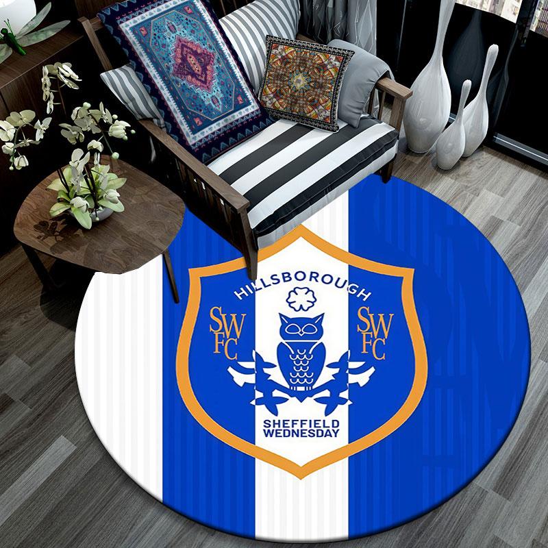 Sheffield Wednesday,Round Area Rug,Carpet Rug for Living Room Bedroom Sofa Playroom Decor,Non-slip Floor Mat