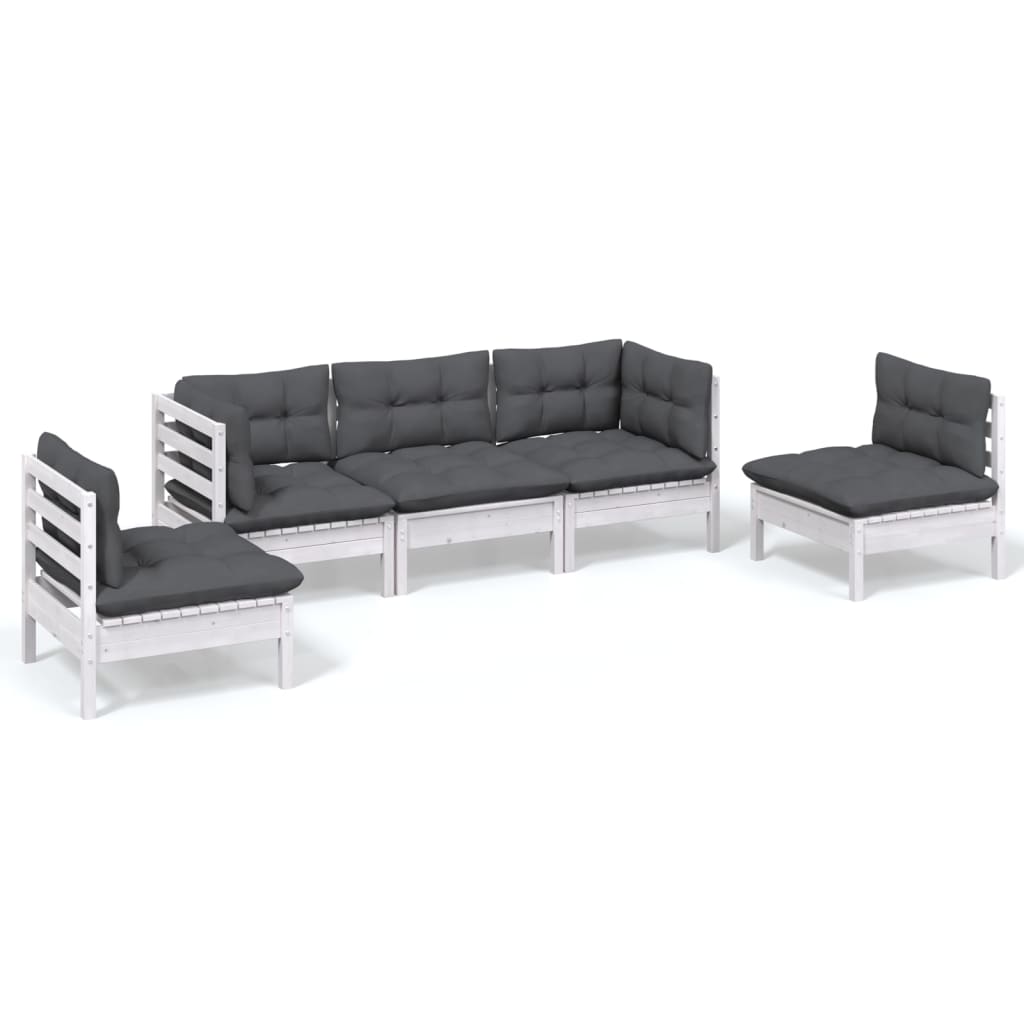 Vidaxl 5-Cz. Garden Lounge Set, With Cushions, Pine