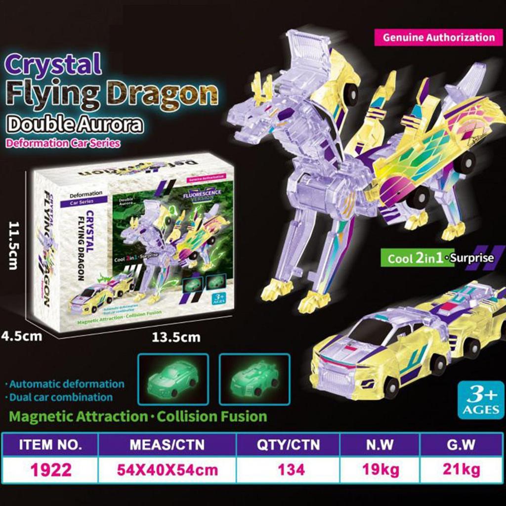 Dinosaur Car Toy Magnetic Dragon Toys Collision Transforming Dinosaur Car Toy Fun Transforming Cars for Toddler Preschool School