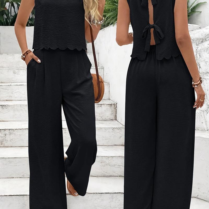 Summer European Style Women Clothing Fashion Sleeveless Tank Casual Set S