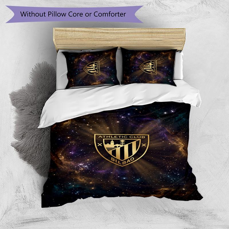 Athletic Bilbao Football Printed 3 Pieces Bedding Set, Comfortable Skin Friendly Bedroom Duvet Cover Set