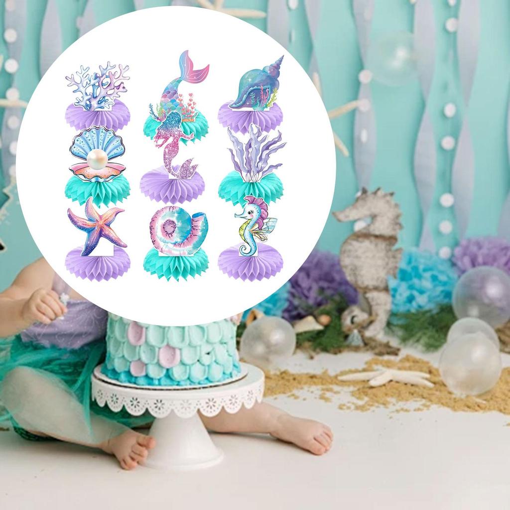 Mermaid Honeycomb Centerpieces,Mermaid Themed Birthday Party Decorations Cartoon under The