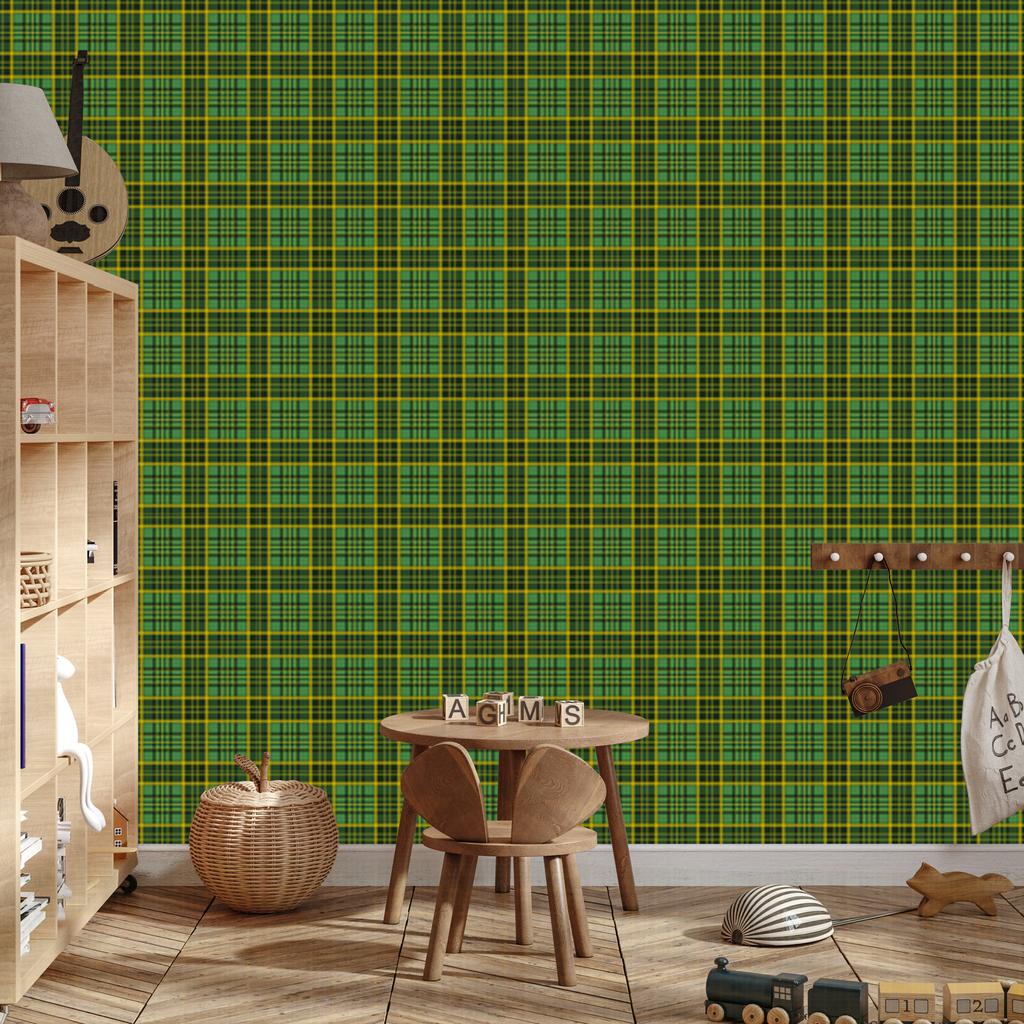 Olive and Bottle Green Checkered Wallpaper 50x1000