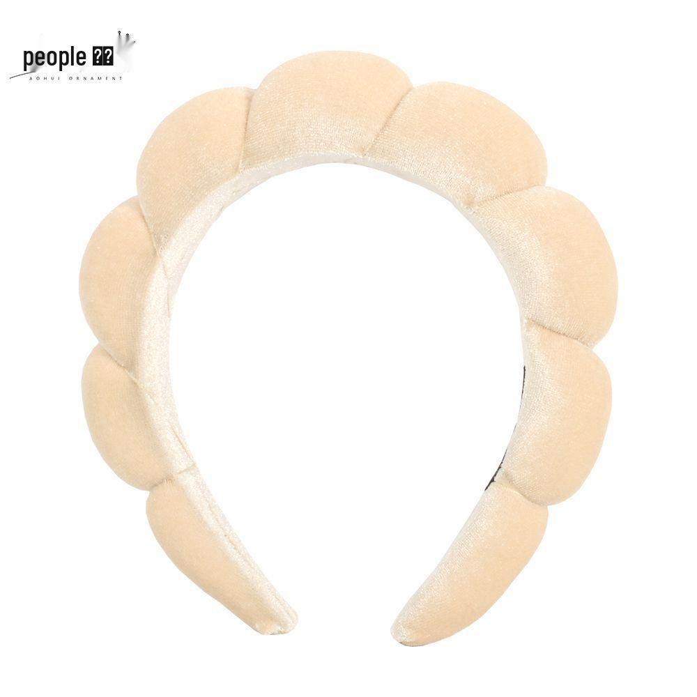 Gold Velvet Spa Headband & Wristband Set for Face Washing & Makeup