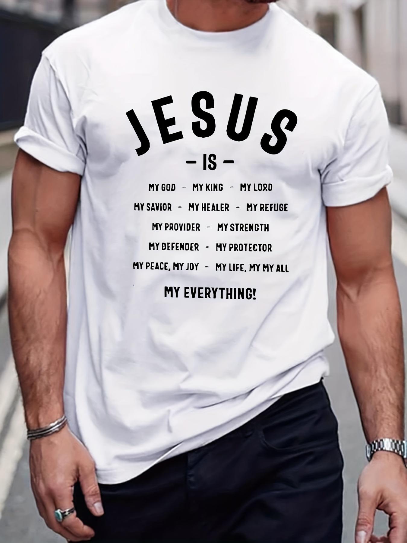 

Классический принт с христианским слоганом, мужская футболка, графическая футболка, мужская летняя одежда, футболка, мужские наряды, уличная одежда, 100% хлопок 4XL