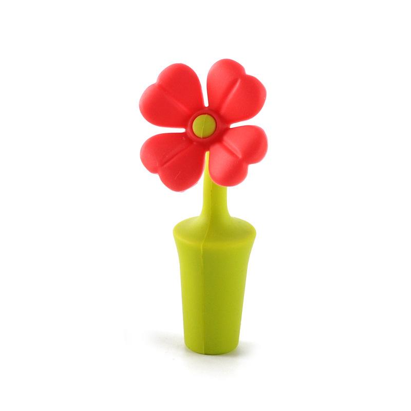 

Silicone Flower Red Wine Bottle Stopper