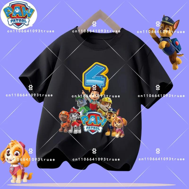 Paw Patrol Summer Children's T-Shirt Short Sleeve Girls' Casual Shirt Boys' Sports Shirt with Number Print