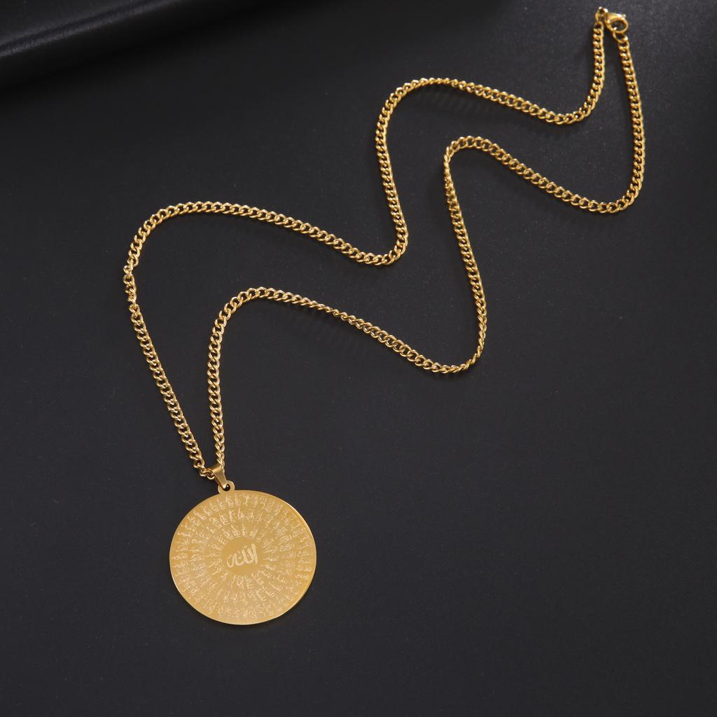 Jeshayuan Allah Name Pendant Necklace For Men Arabian Calligraphy Stainless Steel Religious Amulet Lucky Jewelry Gift