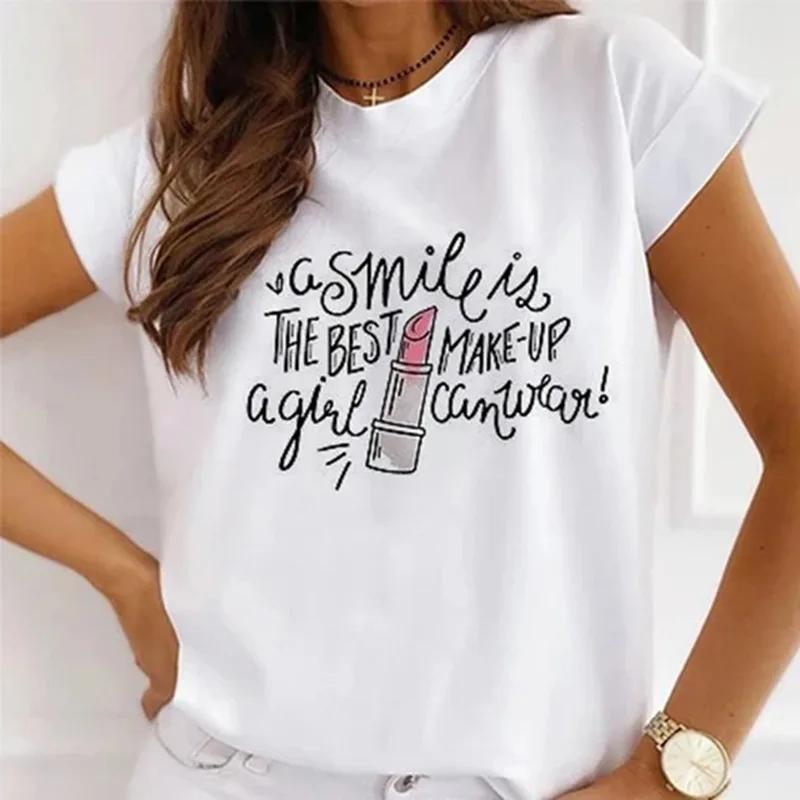 Festival Christmas Printed Short Sleeved Casual Womens Tshirt Crewneck Tops Kawaii Fashion Women TShirt Clothes Harajuku