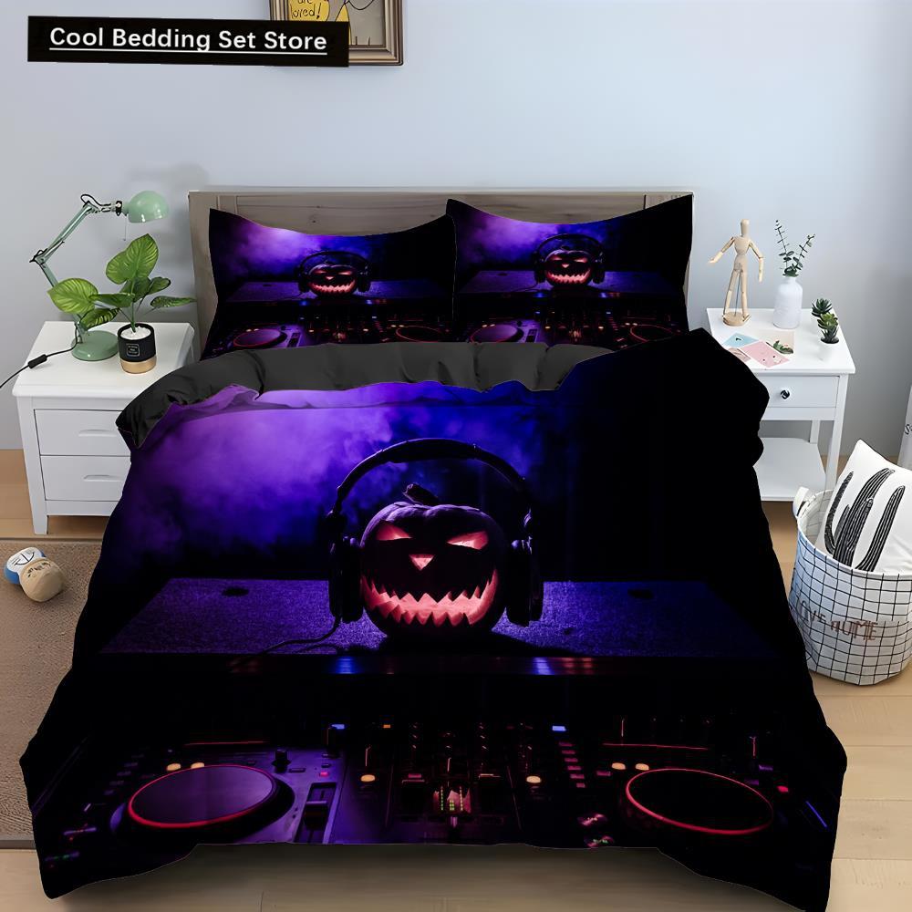 Halloween Horror Pumpkin King Queen Duvet Cover Night Witch Bedding Set Bat Moon Quilt Cover 2/3pcs Polyester Comforter Cover