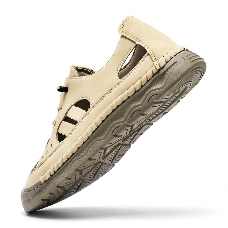 Summer Men's Leather Sandals Outdoor Hollow Beach Sandals Casual Shoes