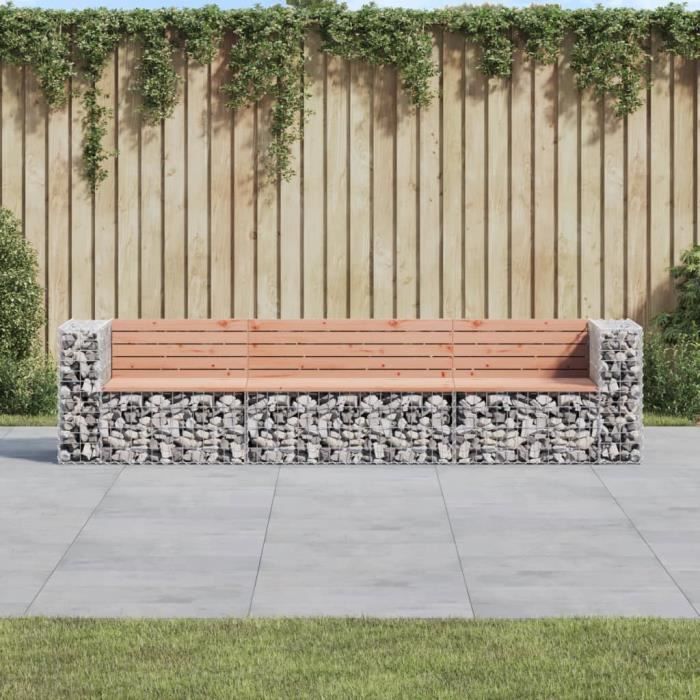 VidaXL Banc jardin design gabion 287x71x65,5 cm bois massif de douglas 3196252
