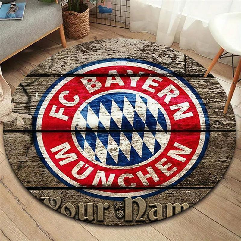 FC Bayern Munchen Custom Name Round Area Rug,Carpet Rug for Living Room Bedroom Sofa Playroom Decor,Non-slip Floor Mat