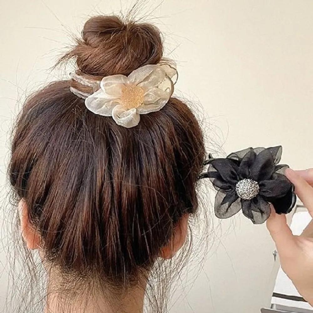 Flower round claw clip hair clip hair clip st075 claw clip hair clip claw hair clip beige