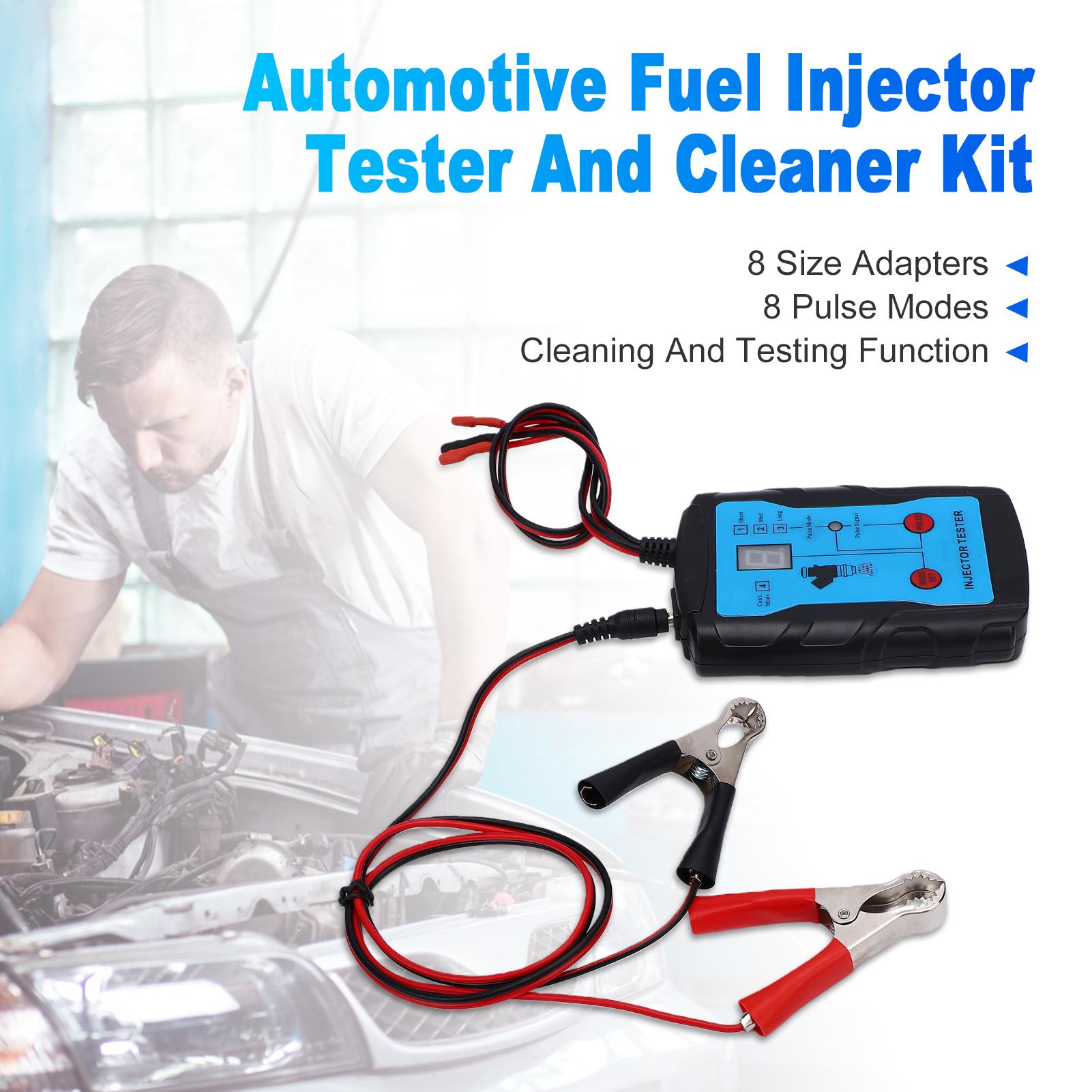 

Fuel Injector Tester Cleaner Tool with 8 Cleaning Adapters 4 Pulse Modes 12V for Car Engine Replacement for Common Auto