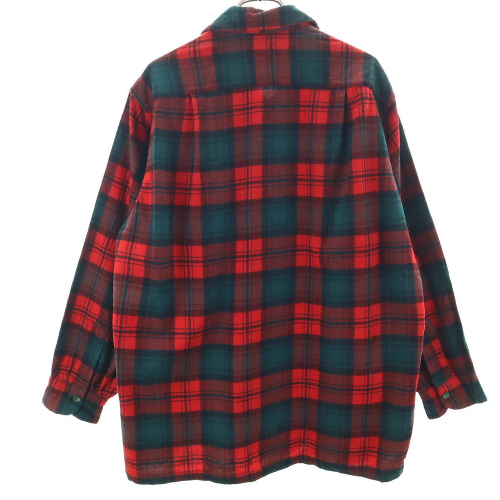 PENDLETON 50s Vintage Wool Blend Check Pattern Long sleeve Open collar shirt Men's Used