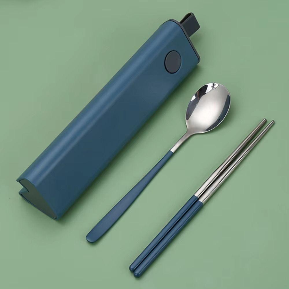 2/3Pcs 304 Stainless Steel Portable Cutlery Set Colorful Dinnerware Travel Utensils Set  Kitchen Use
