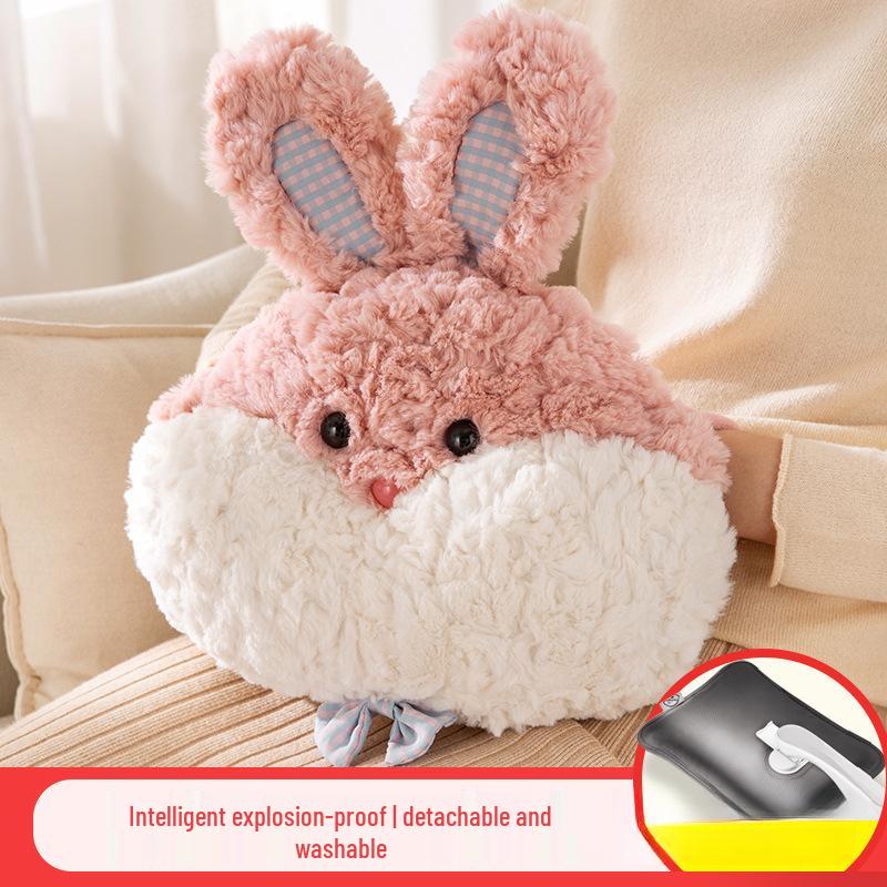 Rechargeable Plush Hot Water Bottle Hand Warmer - Cute Explosion-Proof Design for Baby Girls, Winter Use.