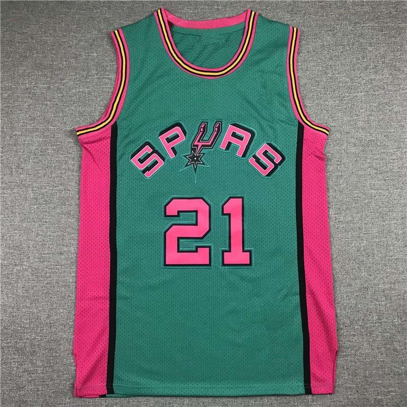 Men Women Basketball Jersey Tim Duncan Retro Spurs 21 Pink Modals Sportswear Training Game Wear