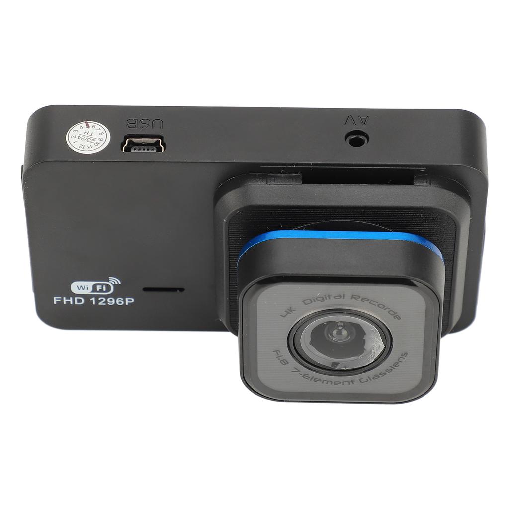3in Driving Recorder 1296P Wide Angle Front Rear Recording WiFi Dash Cam Driving Video Recorder Camera for Vehicle