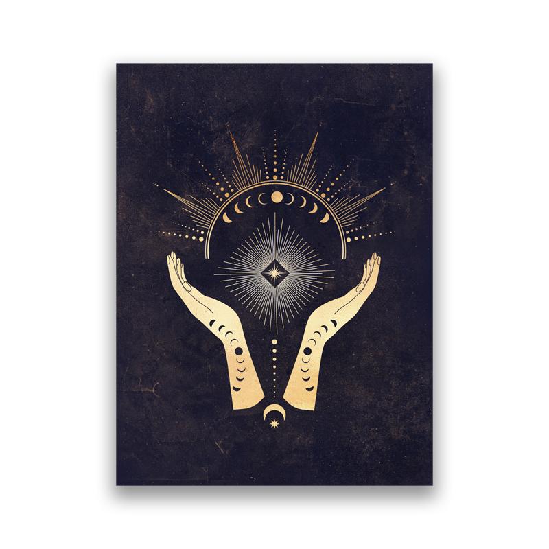 Witchy Wall Decoration Canvas Painting Sun and Moon Celestial Posters Witchcraft Art Prints Abstract Wall Pictures Home Decor