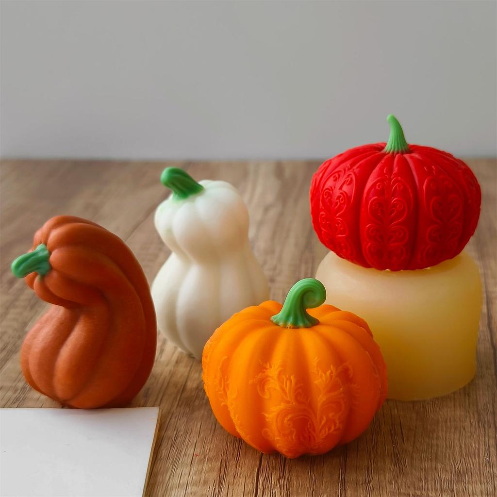 Pumpkin Candle Mould Halloween Silicone Molds Ornament Molds Castings Molds Plasters Molds for Home Decoration