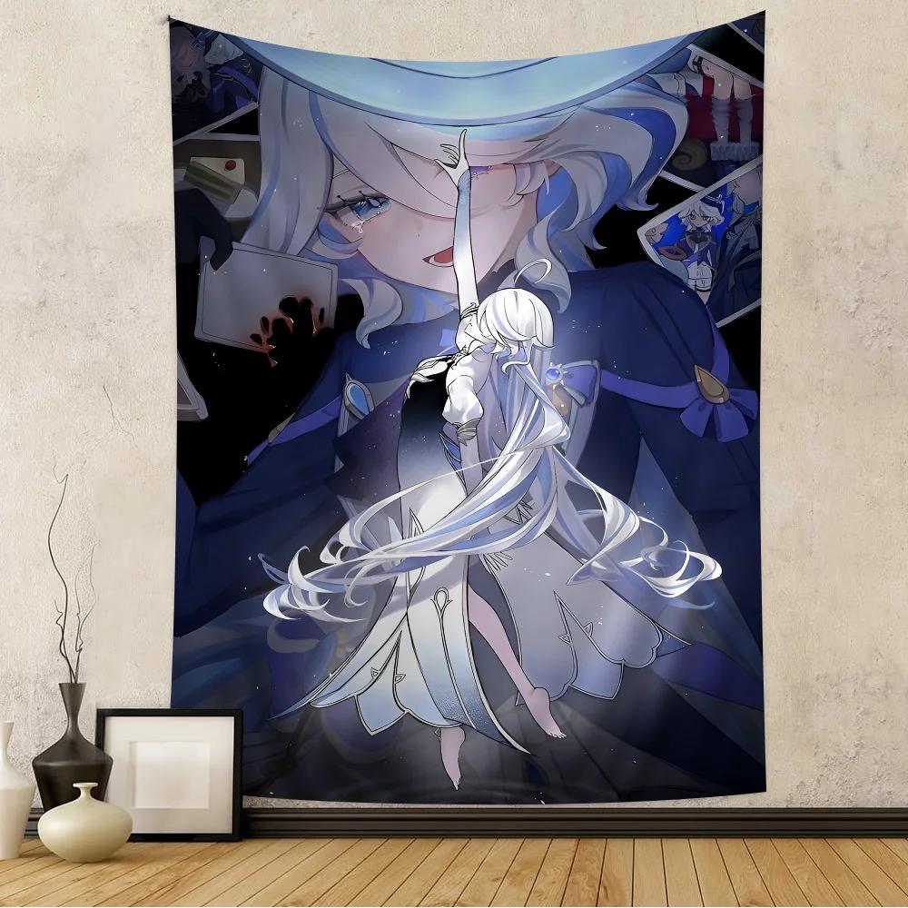 Furina G-Genshin I-Impact Tapestry Wall Hanging Cheap Hippie Wall Hanging Bohemian Wall Tapestries Mandala Wall Hanging Sheets
