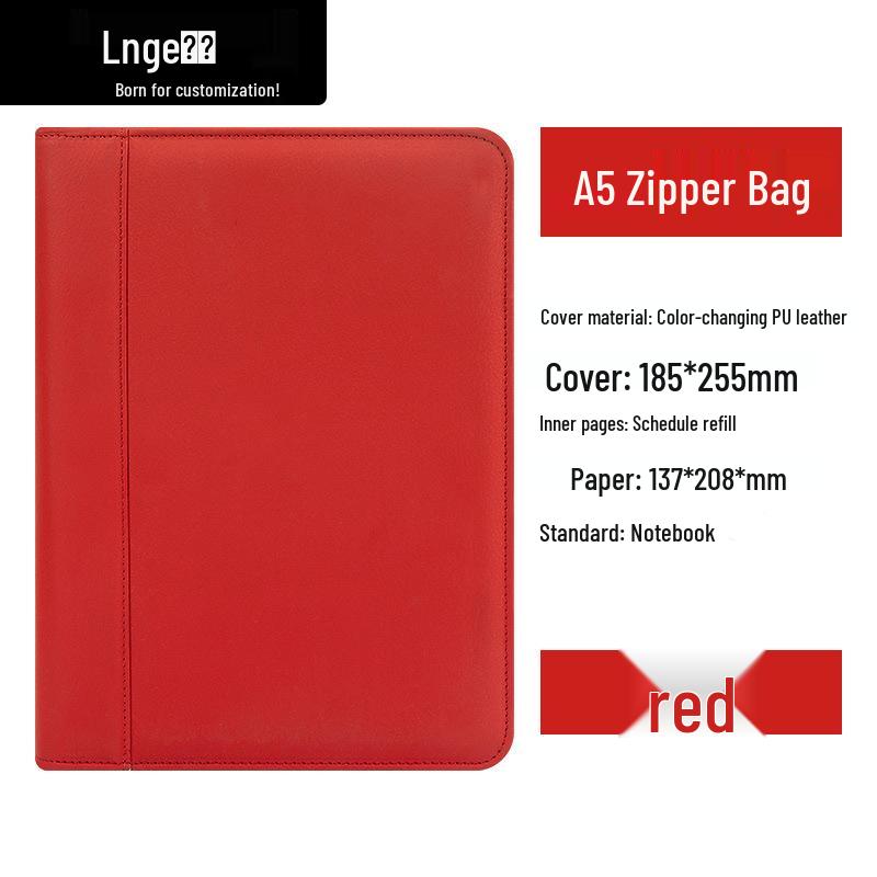 A5 Retro Leather Zipper Binder: Multifunctional Loose-leaf Notebook with Detachable A6 Section