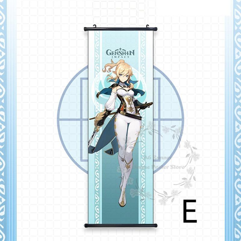 Genshin Impact Scroll Hanging Painting Anime Character Bedroom Decoration Painting Comic Exhibition Two-Dimensional Poster 30x90cm