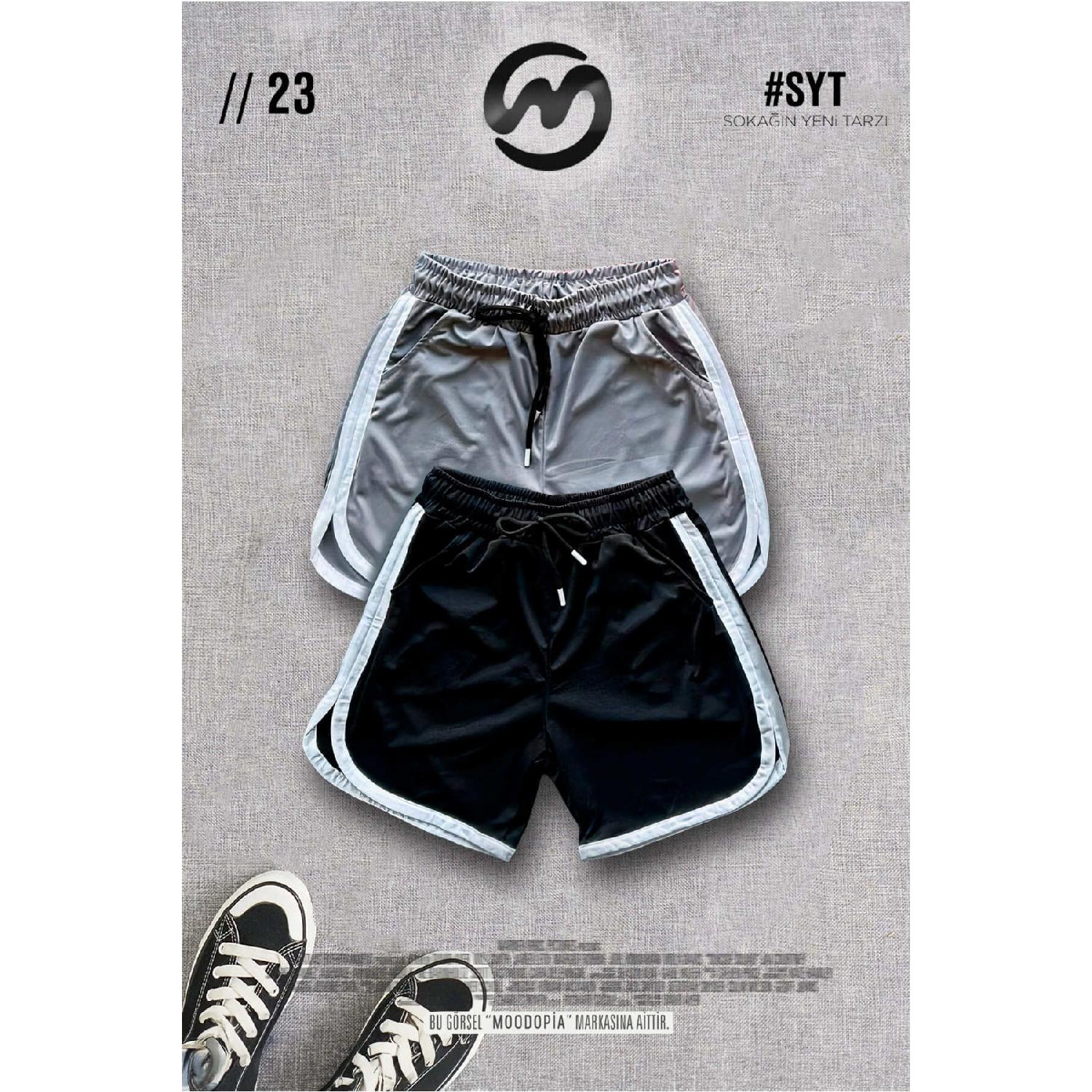 

Black Gray Basketball Training Fitness Men s Sports Shorts Set Of 2 S