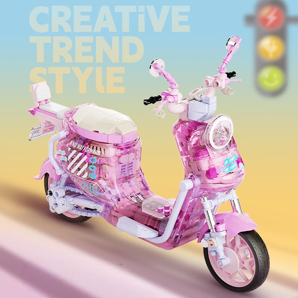 Mini Motorcycle Car Building Blocks For Kids Electric Car Assembling Model Toys Early Learning Birthday Gifts For Girls Boys