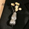 Elegant Fashion Accessory Peanut/Calla Shaped Flower Insert Brooch DIY Wearable Bouquet Holder Alloy Shirt Pin Brooch Clip Metal Vase Lapel