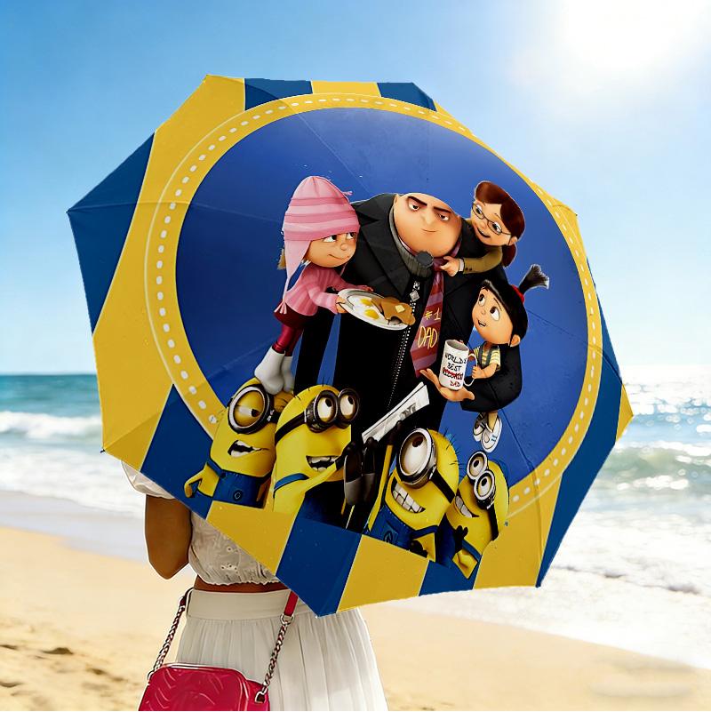 Despicable Party 8 Ribs 3Fold Black Glue Uv Protection Umbrella Sun Protection Rainproof Compact Folding Umbrella For Travel Daily Use C923876