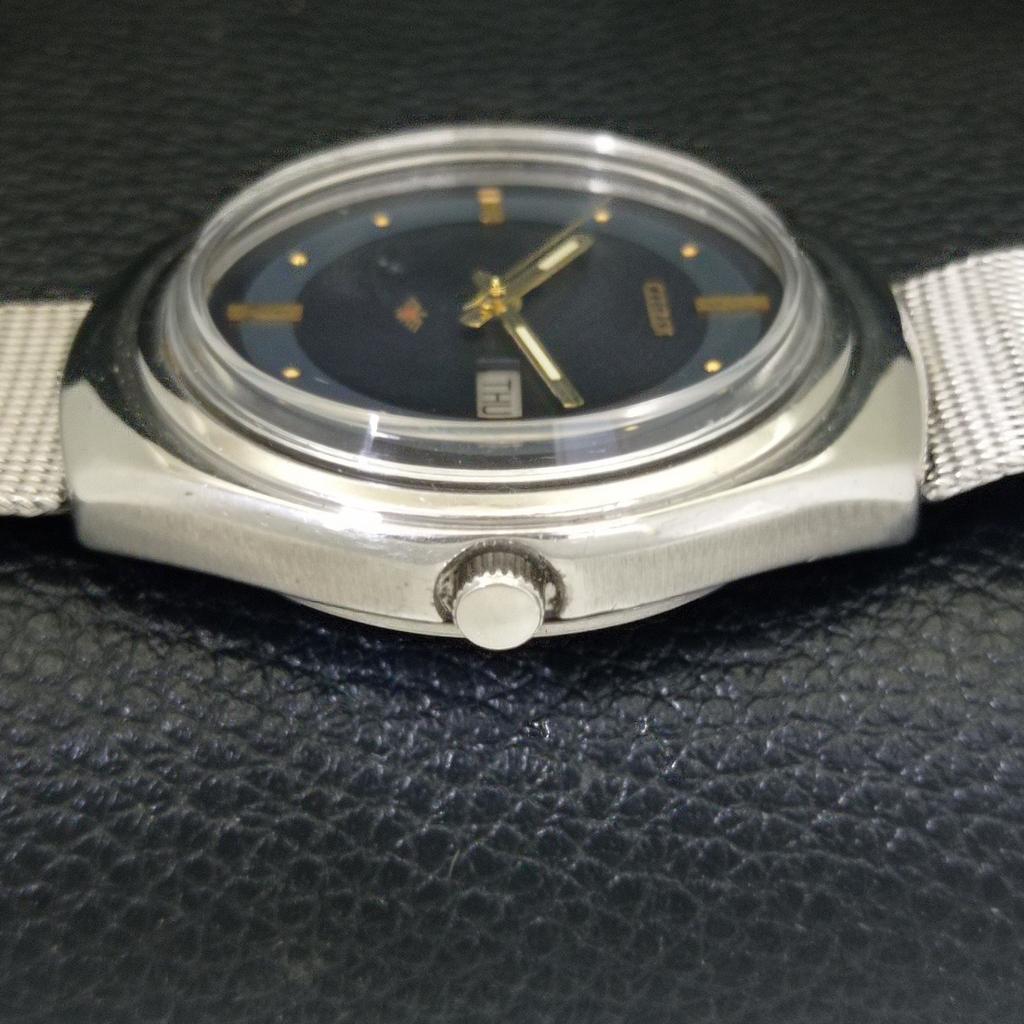 JAPAN VINTAGE CITIZEN AUTOMATIC 8200 MENS BLACK COLOR DIAL WATCH A702758-1 R210-a702758