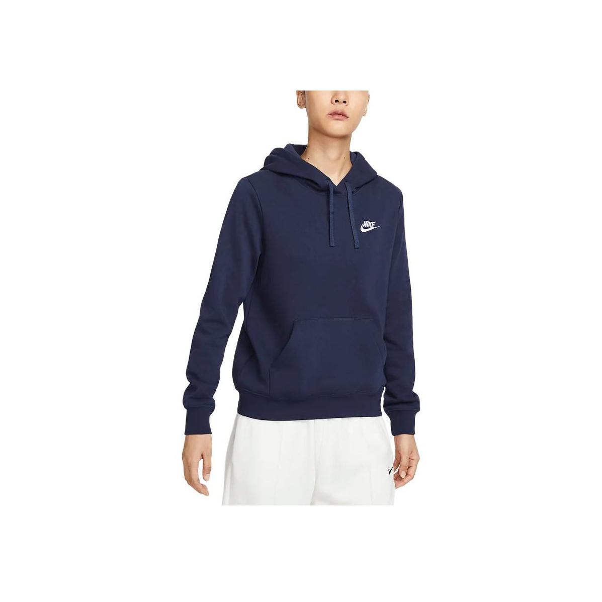 

Nike Спортивная одежда Клубный флисовый пуловер с капюшоном толстовка женская топы Obsidian DQ5794-451 L