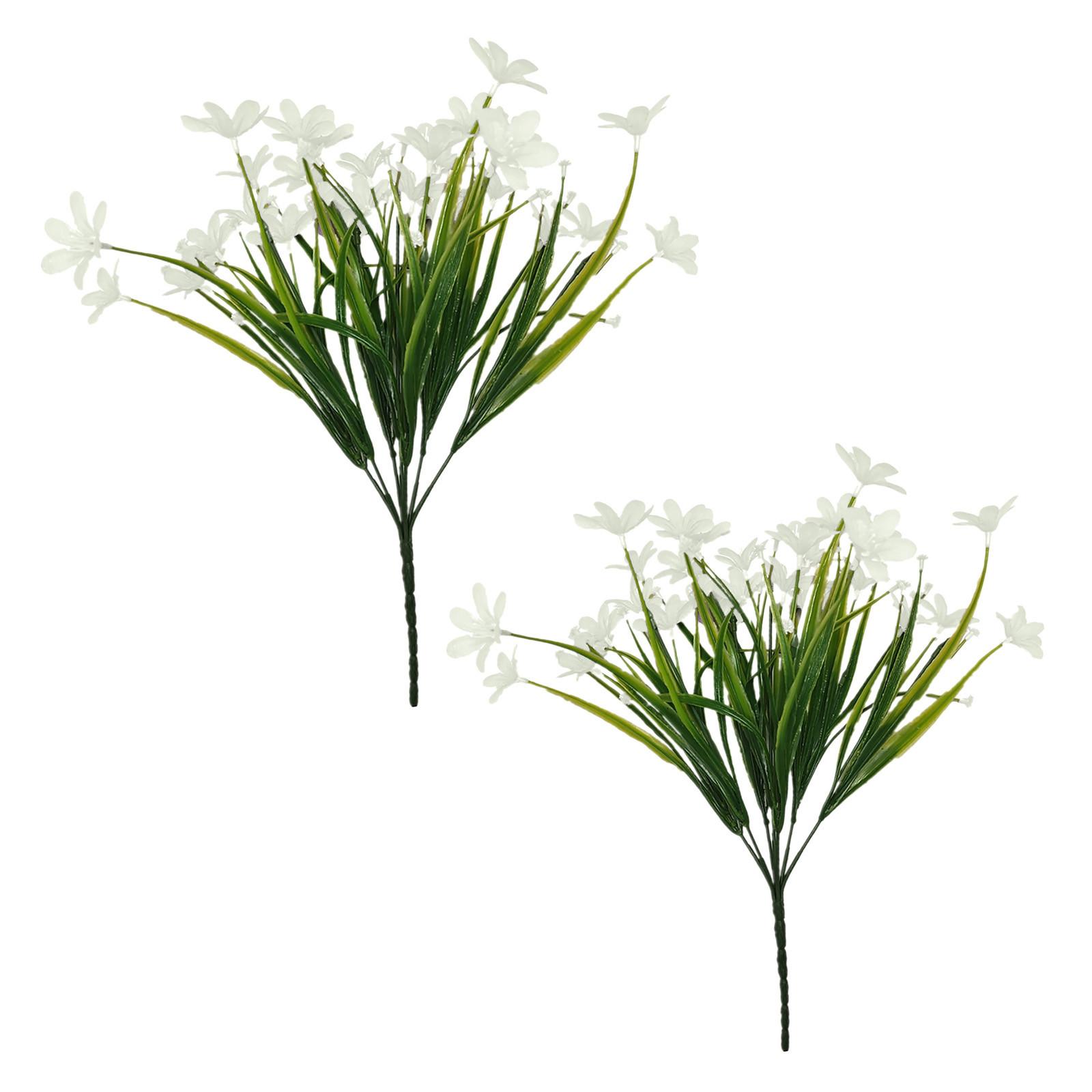 

2 Bundles Artificial Outdoor Flowers Fake Flowers Green Shrubs Garden Porch белый