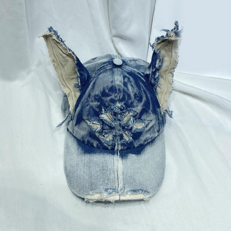 Distressed Dog Ear Casquettes Hat 2000S Cool Baseball Hat Breathable Sun Hat Long Brims Hiphop Dancing Hat for Adult Teens