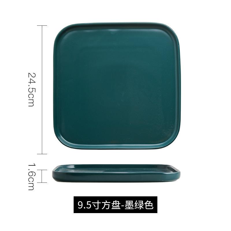 Nordic Style Ceramic Western Plate Square Steak Plate Household Square Plate Western Tableware Vegetable Plate Breakfast Plate