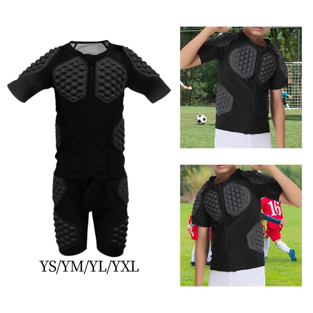 Kids Anti Impact Sports Chest Protective Clothing Breathable Padded Tops Short Sleeve Shirt for Basketball Skidding Football