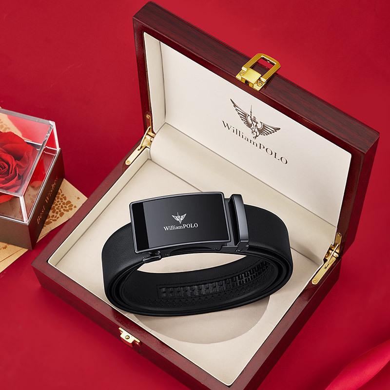 Paul Men's High-Grade Leather Automatic Buckle Belt - Sleek Business Style