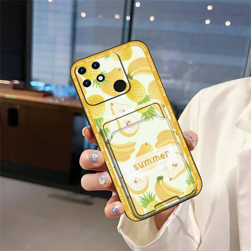 Card Slot Back Cover Phone Case For OPPO Realme Narzo 50A Protective Durable Dirt-resistant Cartoon TPU Shockproof Cute
