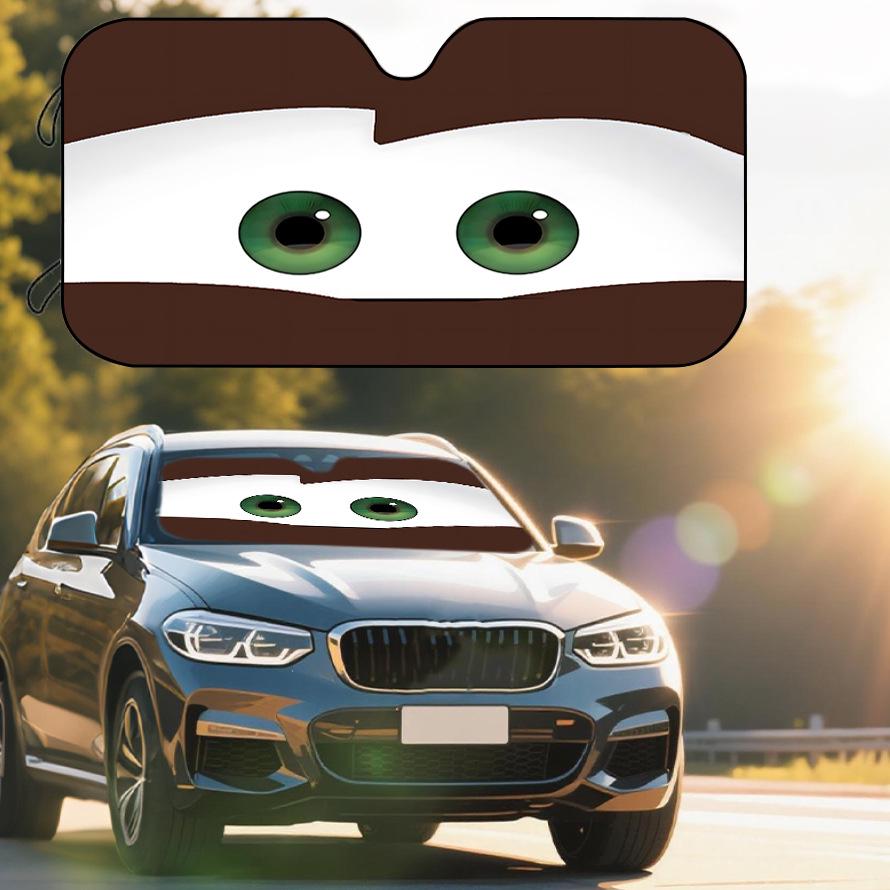 Car Windshield Sunshade - Cartoon Pet Design, Heat Insulation, UV Protection, Bubble Aluminum Film Model 70x130cm
