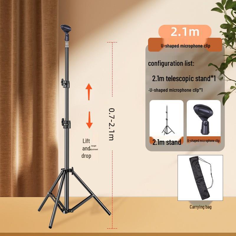 Universal Floor-Standing Metal Microphone Stand with Retractable Bracket