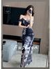 Oil Painting Mesh Cami Bodycon Skirt: Sexy Summer Vacation Dress